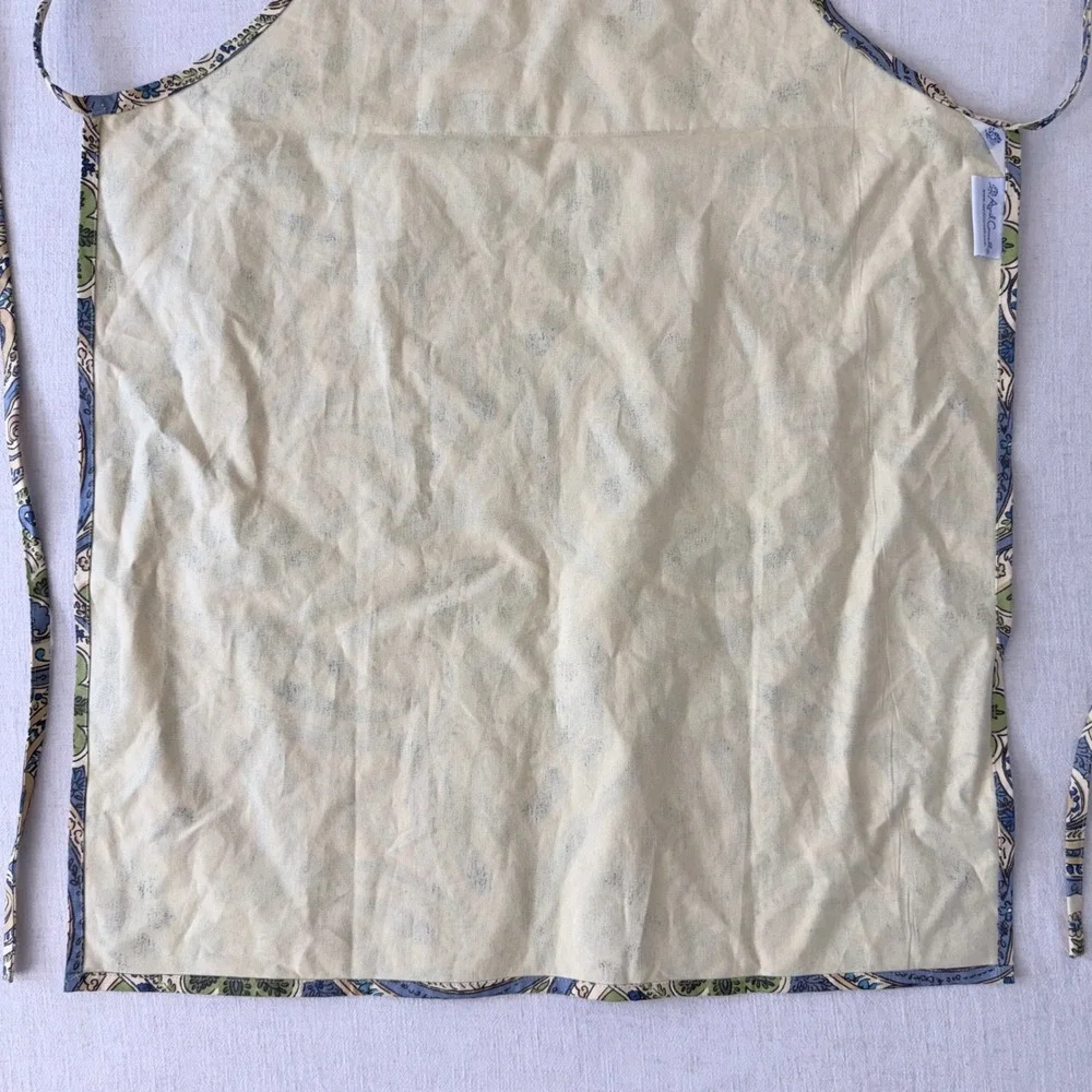 April Cornell Apron Womens One Size Blue Green Paisley Floral Cotton Kitchen